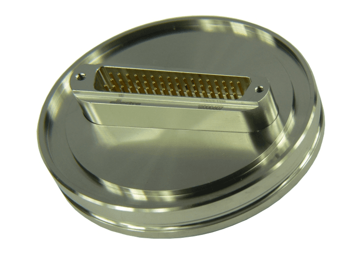 DN63ISO-K FLANGE, SUB-D 50-WAY FEEDTHROUGH, UHV, HIGH CURRENT, 10A